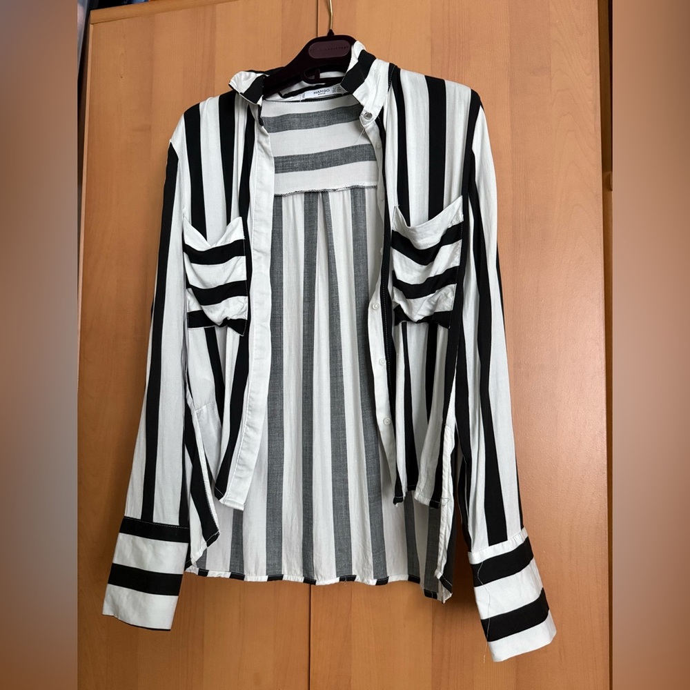Mango Monochrome Striped Shirt